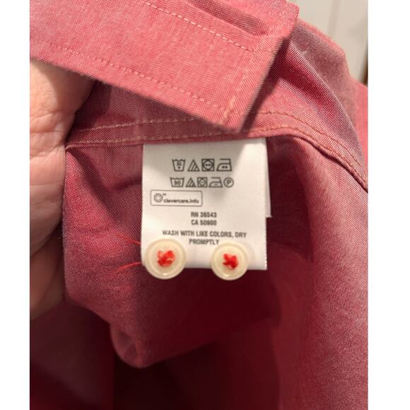 Tommy Hilfiger Men’s 2XL Slim Fit Wrinkle Free Button Down Shirt Red 100% Cotton - Picture 8 of 11